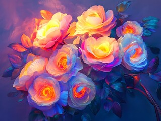 Vibrant bouquet of colorful roses