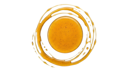 Liquid gold swirling circular abstract pattern isolated on transparent background