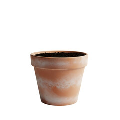 Empty Terracotta Plant Pot With Soil Against