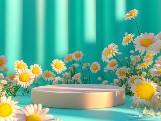 Daisies on a turquoise background