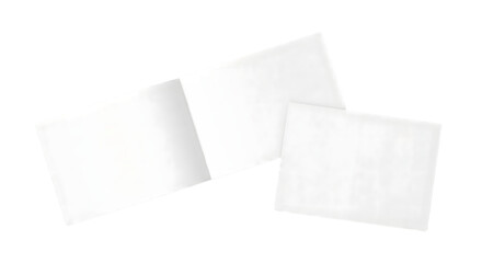 Three blank white paper notes layered diagonally for marketing or notes isolated on transparent background