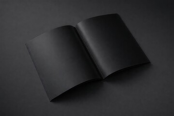 Black open book with blank pages on dark background