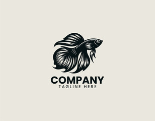 Guppy Fish Black Vector Logo Illustration