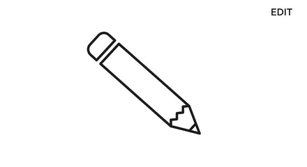 Fototapeta premium Simple black outline pencil icon signifying an edit function or content modification