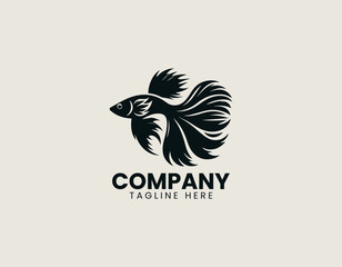 Guppy Fish Black Vector Logo Illustration