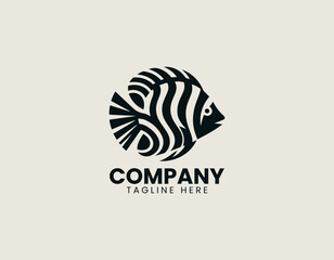 Zebra Fish Black Vector Logo Illustration