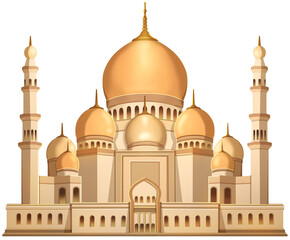 Mosque with Multiple Domes Illustration