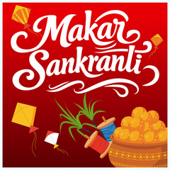 Happy Makar Sankranti Indian Festival Vector Poster Design for Motion Graphics and 2D Animation