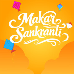 Indian Makar Sankranti Festival Poster Design Vector Illustration for Digital and Animated Use