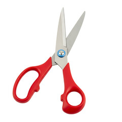 Bright Red and Silver Scissors Open Against
