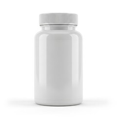 White plastic pill bottle with lid container medication