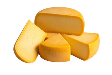 Sliced yellow cheese sliced cheese isolated on a transparent background