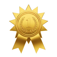 Gold First Place Medal Badge with Laurel Wreath on