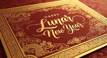 Fototapeta premium Lunar New Year card with gold accents