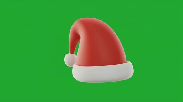Red Santa hat on a green background.