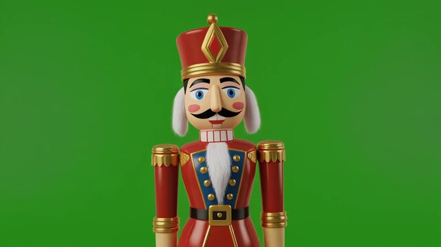 Traditional Christmas Nutcracker Soldier Figurine in Red and Gold Uniform.