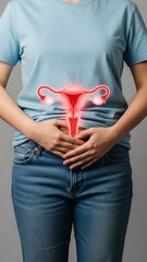 Person with Overlaid Uterus on Stomach woman medical
