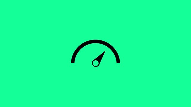 Speed scale motion graphic. Animated speedometer showing acceleration, velocity changes, and performance.on a green background,with 4k video animation.