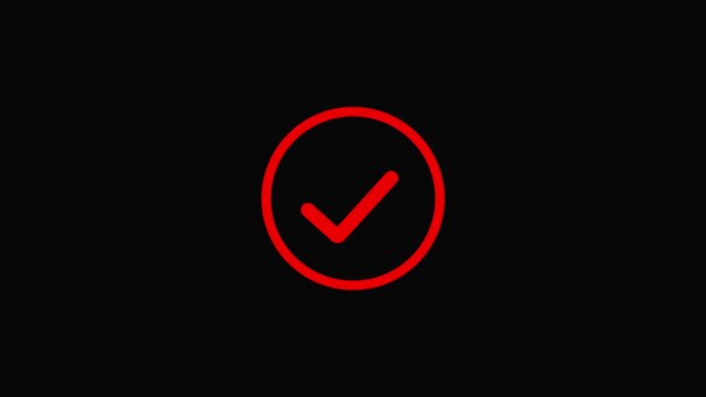 Chick mark animation on circle. tick mark symbol ok button animated on black background.with video animation.