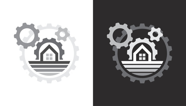 Construction logo. Home renovation logo or construction logo with tools and hardware icon template set