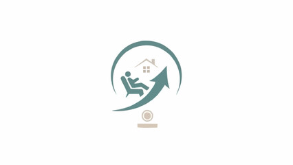 Obraz premium Green Logo with Person and House.