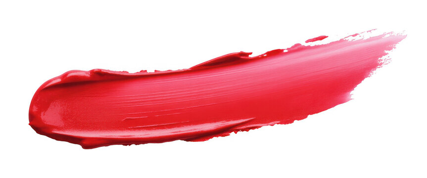 Red lipstick smear on black makeup cosmetics beauty isolated on a transparent background