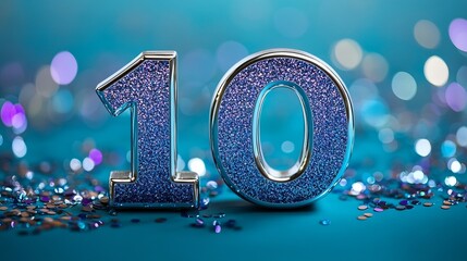 A Decade of Celebration Sparkling Glitter and Shimmering Tens on a Dreamy Turquoise Canvas