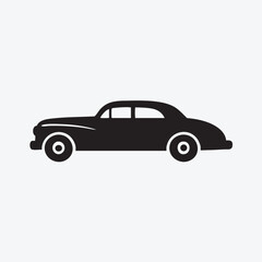 Fototapeta premium Vintage Classic Car Silhouette Side View Black Vector Icon