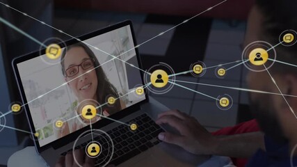 Global online education and shopping network animation showcased. - Powered by Adobe