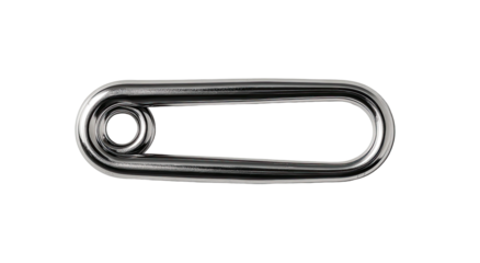 Oblong metal loop, rounded ends, one coiled, centered on black