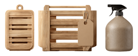 Wooden Cleaning Kit Concept for Supply Chain Operations in Realistic Style