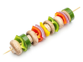 Skewer with vegetables and mushrooms bell pepper zucchini