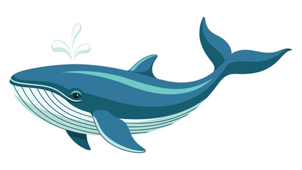 Obraz premium Illustration of a Blue Whale Spouting Water in Cartoon Style