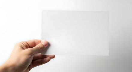 Obraz premium Hand holding blank white card or paper on white background