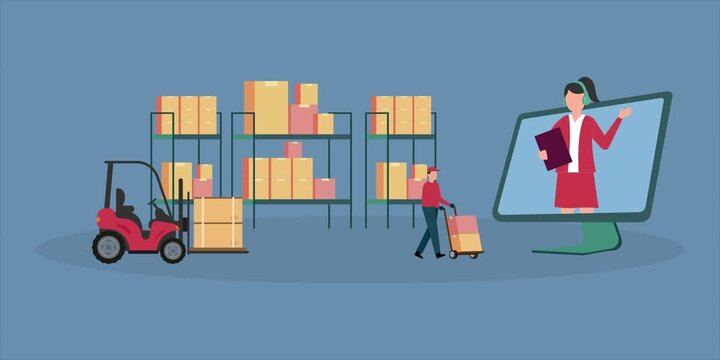 Warehouse Logistics and Inventory Management cartoon animation