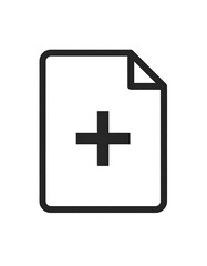Obraz premium Outlined document icon. Folded corner and plus sign within