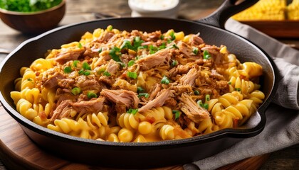 Delicious Pulled Pork Mac And Cheese Skillet