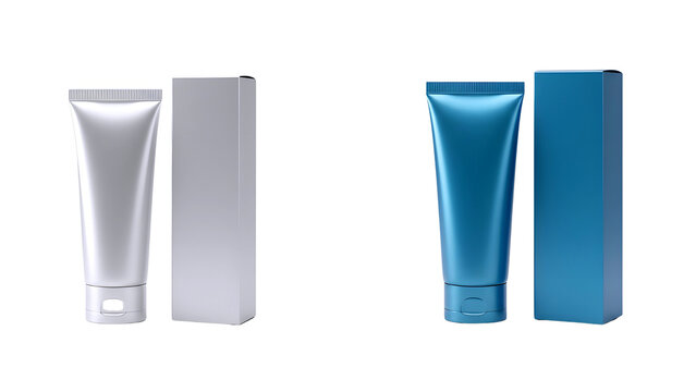 Cosmetic tubes and boxes isolated on transparent background