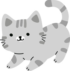 Fototapeta premium Cute Gray Tabby Cat Illustration cartoon