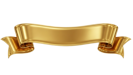 Golden ribbon banner isolated on transparent background