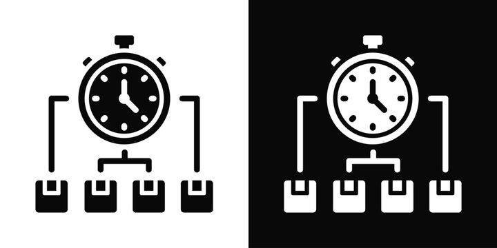 Time Allocation Icon White And Black Background Style