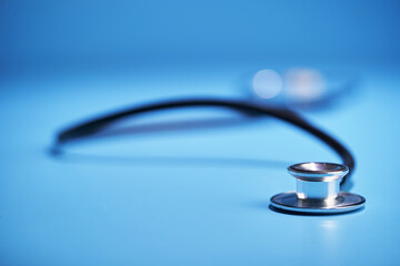 Close-up of stethoscope on desk in clinic