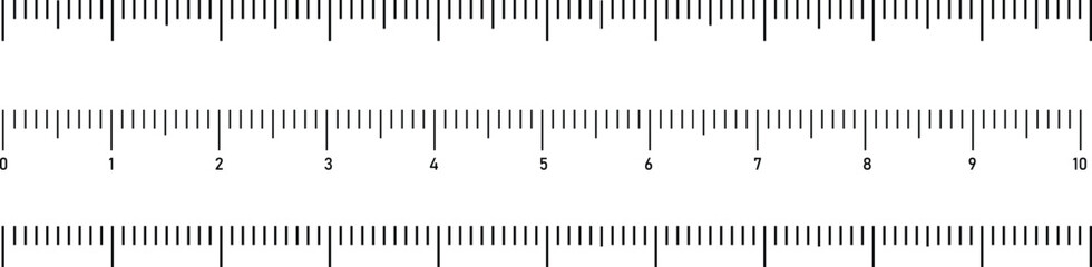 Three precise black and white ruler scales showing metric measurements clearly marked for accuracy © MD