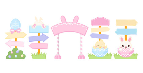 Cute Spring Easter Directional signpost decoration element