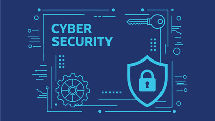 Fototapeta premium A graphic illustration of cyber security concept with padlock and key