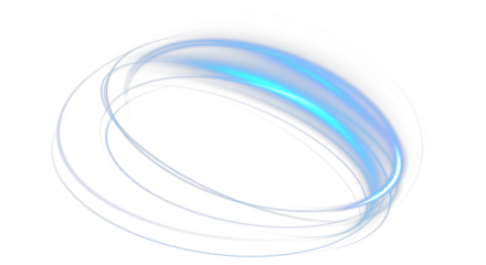 Blue Neon Ring Glow Effect – Abstract Light Speed Lines, Glowing Circular Frame and Futuristic Motion Ellipse