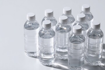 Fototapeta premium Bottled Water Stacked in a Neat Arrangement for Packaging Process
