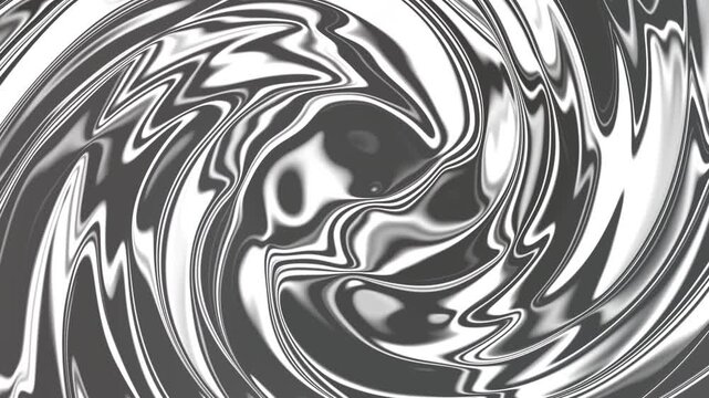 Silver abstract liquid and mercury silky and metallic motion background on black screen. Fluid silver background with ripples and waves. Silver luxury liquid in motion. Liquid luxury background.
