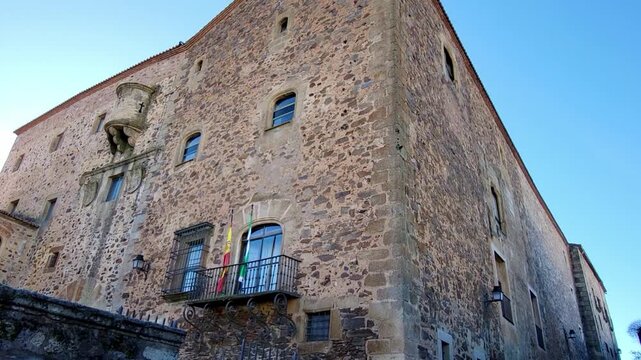 Fortified feudal building. Palace of the General. Old fortified house from the Middle Ages. 15th century. C&aacute;ceres. Spain.