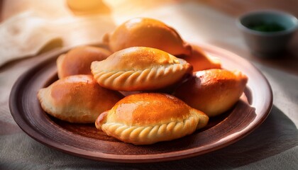 Appetizing Fried Pies Lie On A Plate